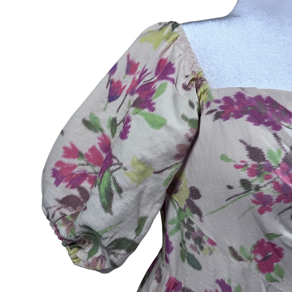 Shoshanna Off-Shoulder Floral Midi Dress -‎ Cream and Pink - Picture 6 of 16